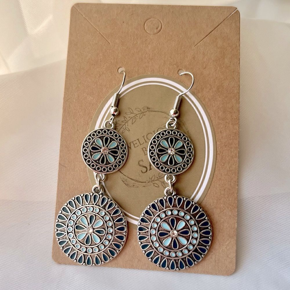 5 for $25 Silver Blue Boho New Dangles - Picture 2 of 3